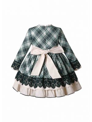 Green Plaid Ruffle Dress + Handmade Headband