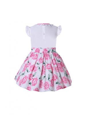 (UK ONLY)Sleeveless Top Rose Patterns Skirt + Handmade Headband
