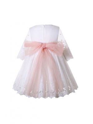 Girls Tulle & Lace Dress with flower sash + Handmade Headband