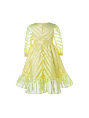 Princess Yellow Striped Ruffle Dress