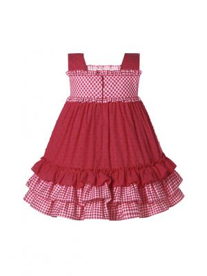 3pcs Red Baby Plaid Ruffle Dress Set