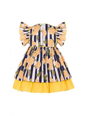 Infant Yellow Lemon Dress + Bloomers + Hat