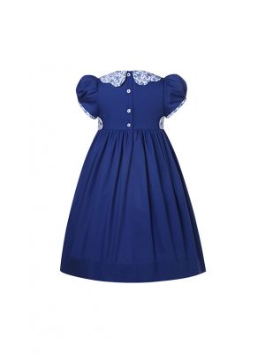 Girls Blue Dresses With Flower Printed