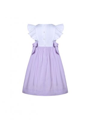 White + Purple Girls Summer Smocked Dress