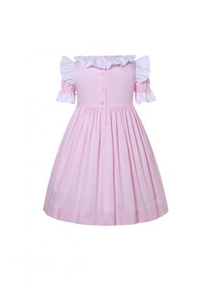 Girls Pink Smocked Dress with Bows