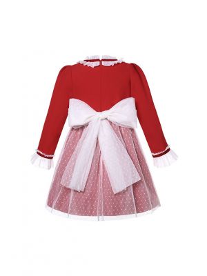 (PRE-ORDER) New Autumn Winter Red Christmas Dress for Girls + Handmade Headband