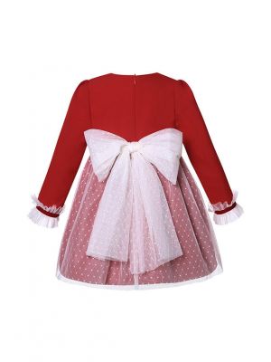 (PRE-ORDER) 2022 Fall Winter Baby Girls Red Christmas Dress + Handmade Headband