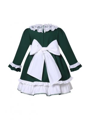 (PRE-ORDER) 2022 New Girls Christmas Green Lace Ruffle Dress + Headband