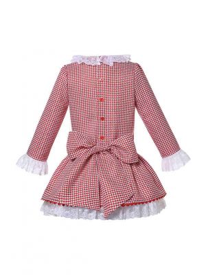 Lovely White Lace Red Plaid Christmas Dress for Your Girl + Handmade Headband