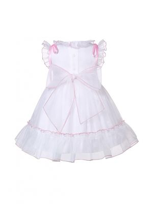 Girls Organza White Smocked Dresses