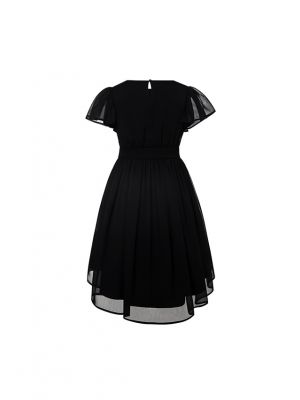 Girls Black Short Sleeve Midi Dress
