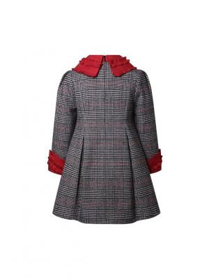 Girls Fall & Winter Checkered Frilly Dress with Red Bow