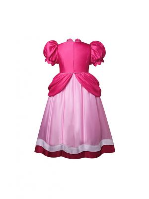 (Pre-order) Girls Super Bros Classic Princess Peach Costume Dress-Up Outfit
