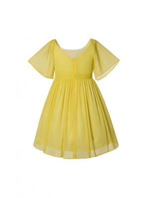 Young Girls Yellow Chiffon Dress 4-14 Years