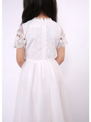 White Lace Boho Style Flower Girls Dresses
