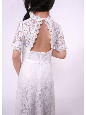 White Lace Boho Style Little Girls Dresses 3-14 Years