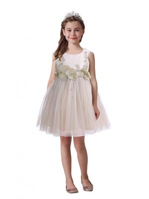 (Only size 7) Gold Flowers Princess Kids Girls Dress