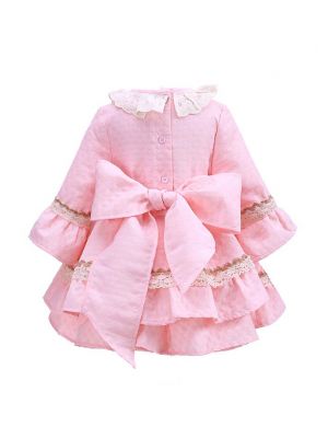 (ONLY 12Y)Pink Girl Dress With Lace Hairband                                       