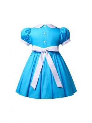 Girls Blue & White Lace Fancy Dress Size 2-12Y