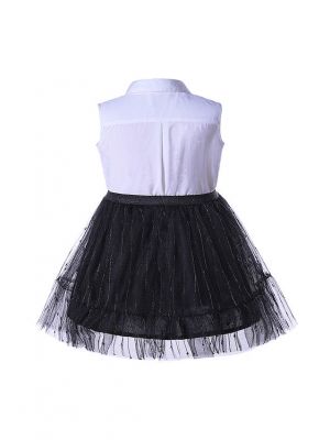 Trendy Girl Clothing Set White Top+Black Skirt