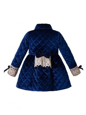 (Only Size 12Y) Royal Blue Diamond Pattern Winter Girls Coat