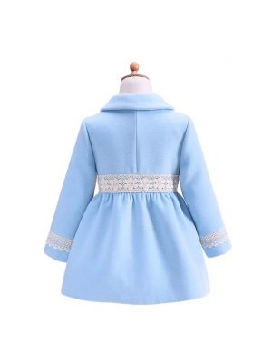(Pre-order)Blue Tweed Girl Double-Breasted Coats