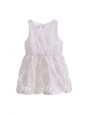 Sunflower Lace Beige Party Kids Dress