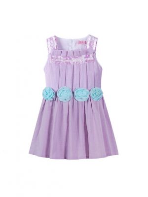 Elegant Sleeveless Lavender Floral Girl Dress
