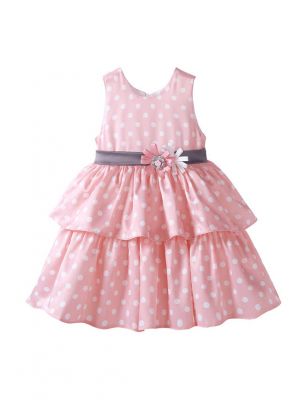 Pink Girls Dot Printed  Princess Dress