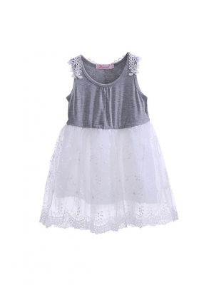 Summer Girl Princesses Gray Vest Lace Dress