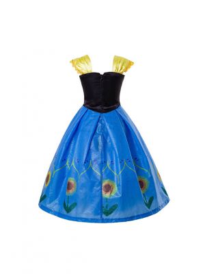 Blue Cosplay Birthday Party Dress With Sunflower