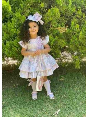 Elegant Princess Light Purple Sleeveless Girls Dresses with Flowers