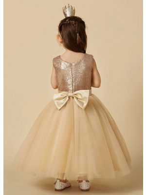 Girls Gold Sequin Party Dress