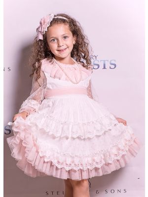 Summer White Communion Girl Wedding Flower Party Ceremony Layers Dress + Handmade Headband