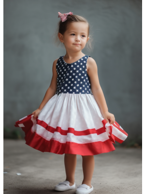 Girls Summer Swing Sleeveless July 4th Dresses