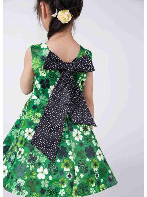 St Patricks Day Girls Green Printed Dress