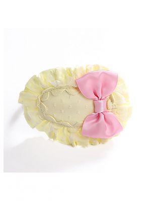 Light Yellow Headband with Pink Bow