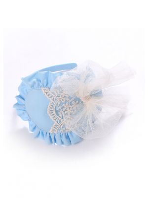 White Chiffon Bow Blue Headband