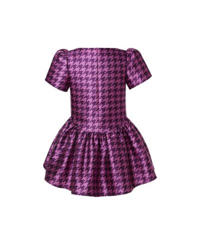 Girls Fuchsia Houndstooth Dress+Headband